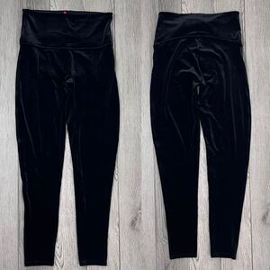SPANX Women Black Velvet Pull On Seamless Ankle High Rise Leggings Contemporary